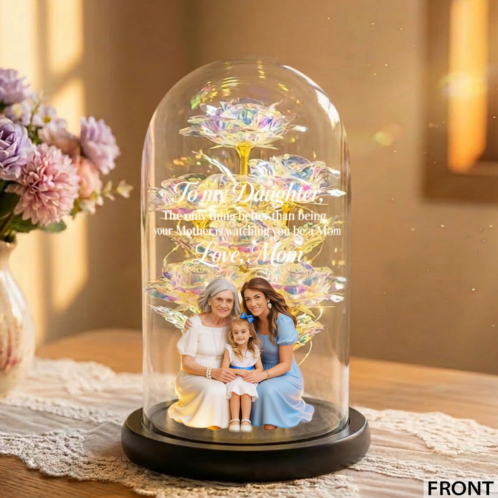 Flowers Gift For Mother's Day - Personalized Mother Glowing Roses Glass Dome