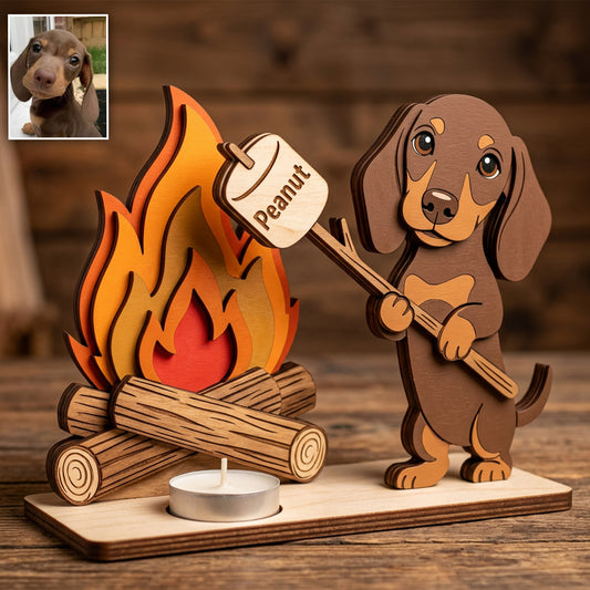 Support de bougie amusant pour animaux, personnalisé - Chien 2 couches grand