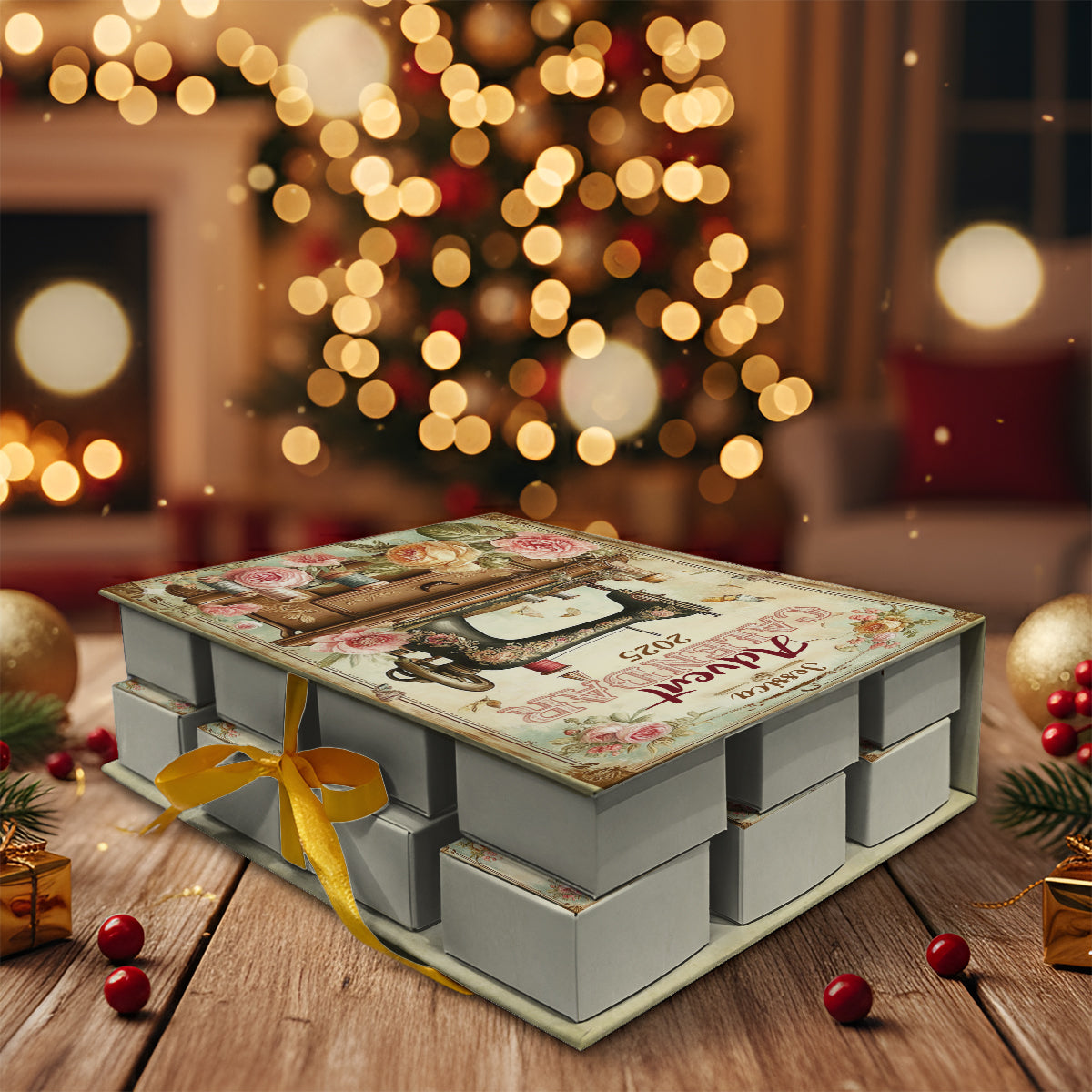 J'adore coudre - Calendrier de l'Avent pliable et personnalisé avec décorations