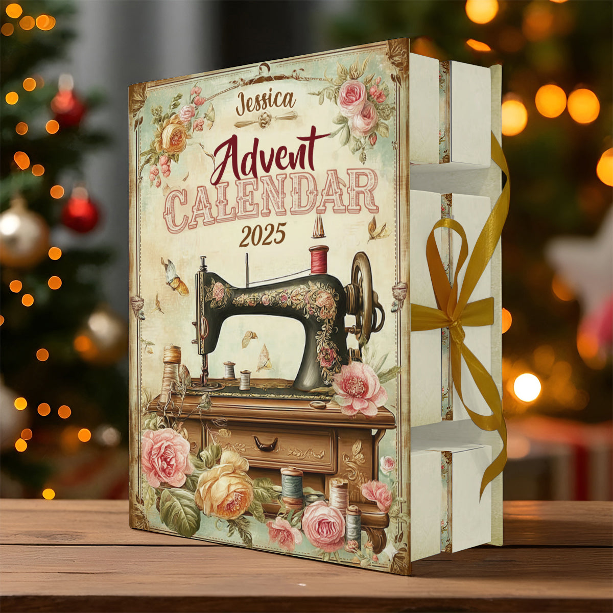 J'adore coudre - Calendrier de l'Avent pliable et personnalisé avec décorations