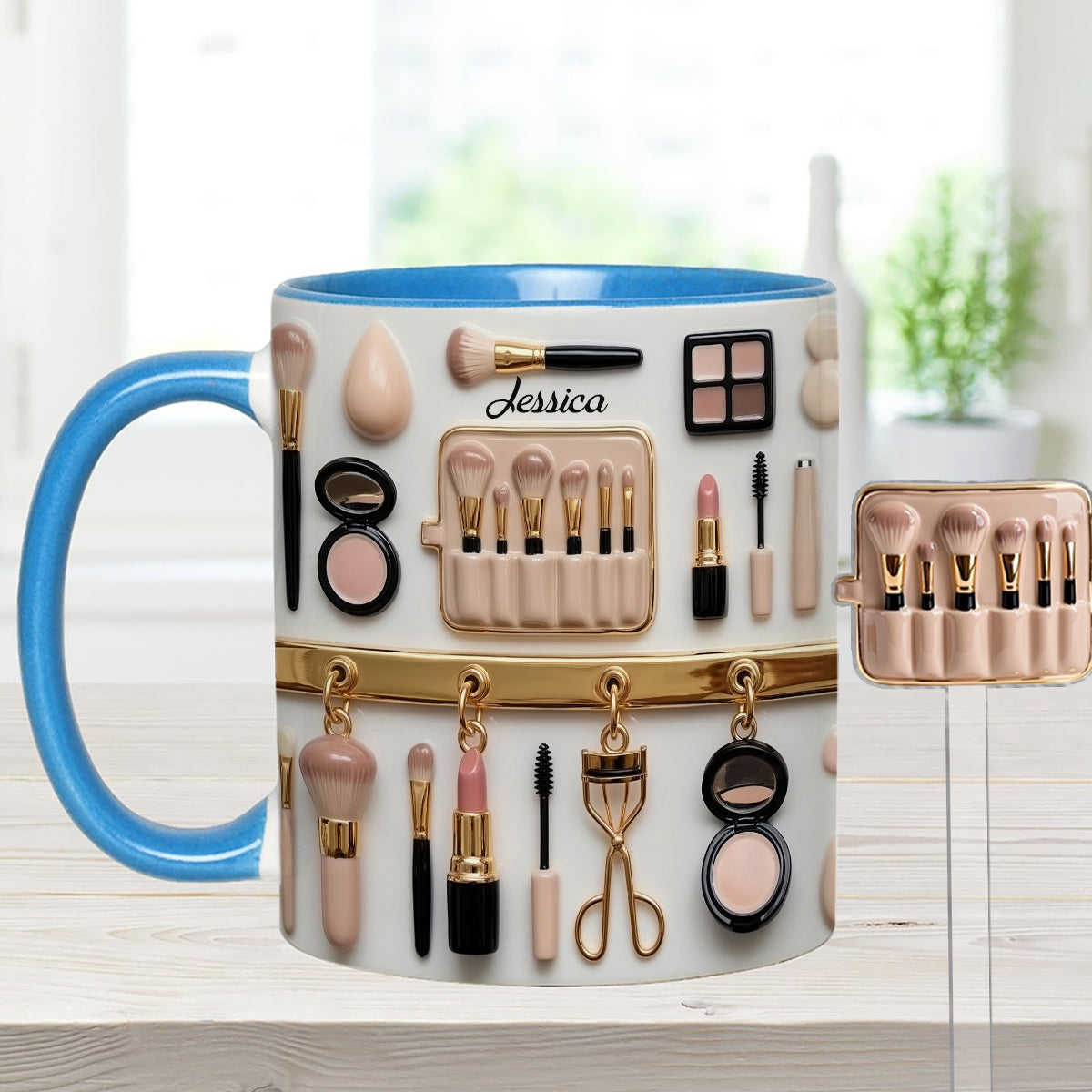 Mug décoratif personnalisé pour maquilleuse avec agitateurs en acrylique
