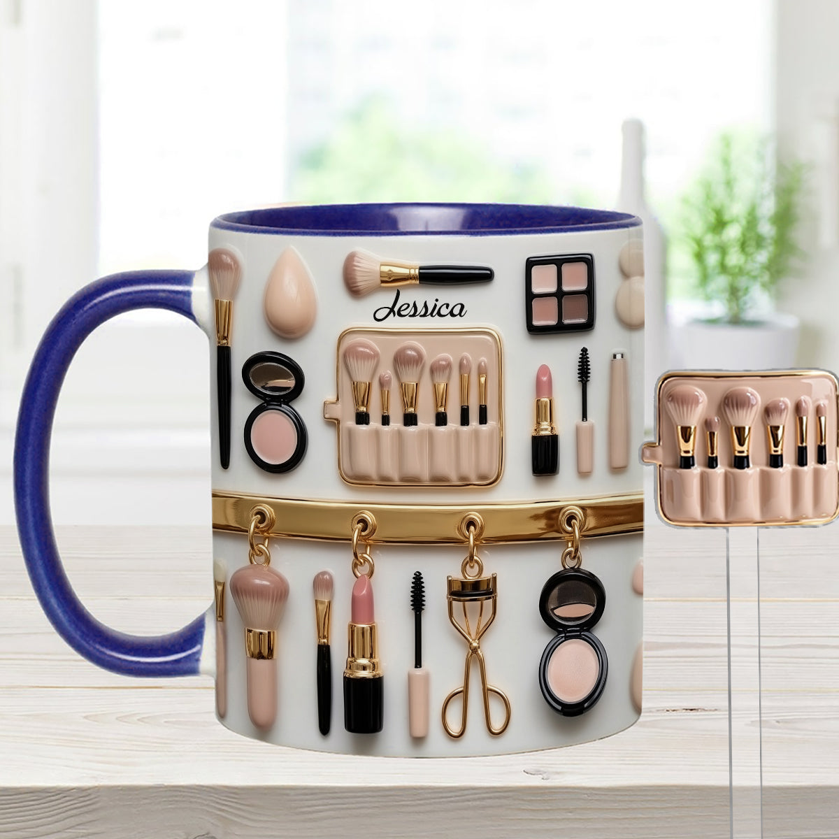 Mug décoratif personnalisé pour maquilleuse avec agitateurs en acrylique