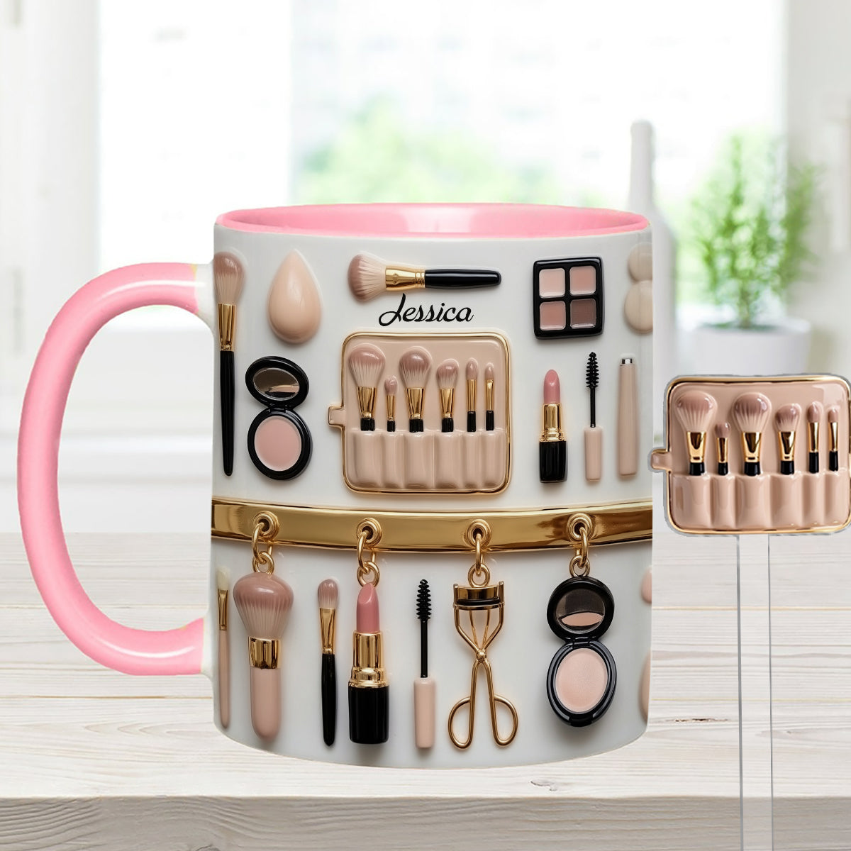 Mug décoratif personnalisé pour maquilleuse avec agitateurs en acrylique