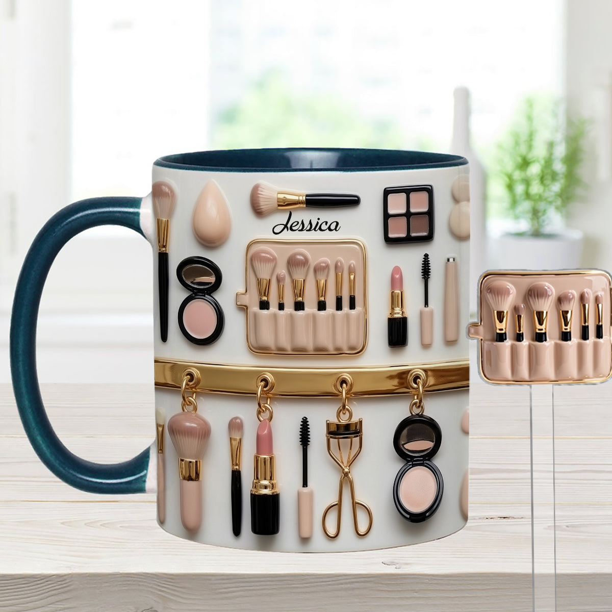 Mug décoratif personnalisé pour maquilleuse avec agitateurs en acrylique