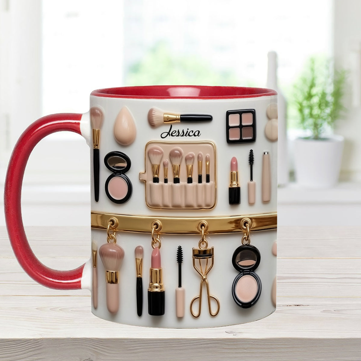 Mug décoratif personnalisé pour maquilleuse avec agitateurs en acrylique