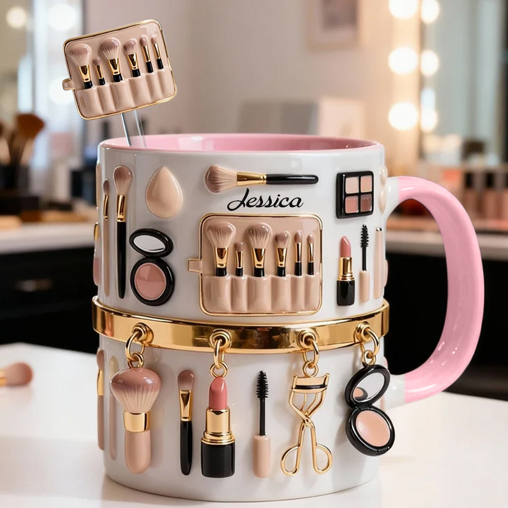 Mug décoratif personnalisé pour maquilleuse avec agitateurs en acrylique