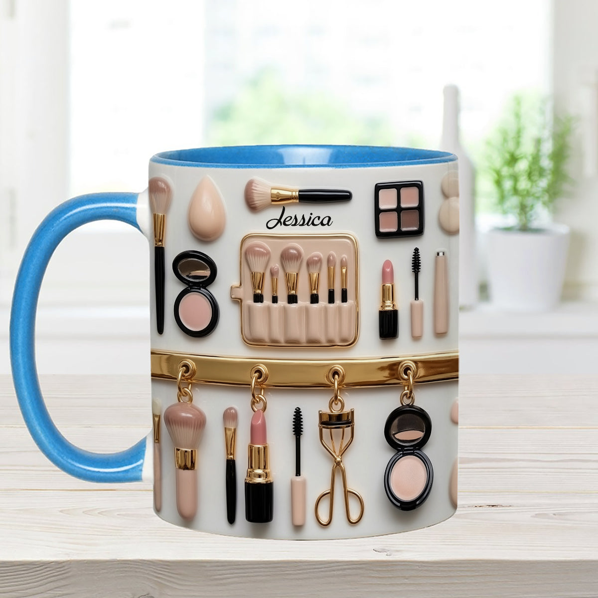 Mug décoratif personnalisé pour maquilleuse avec agitateurs en acrylique