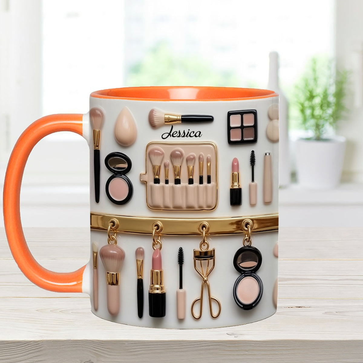 Mug décoratif personnalisé pour maquilleuse avec agitateurs en acrylique