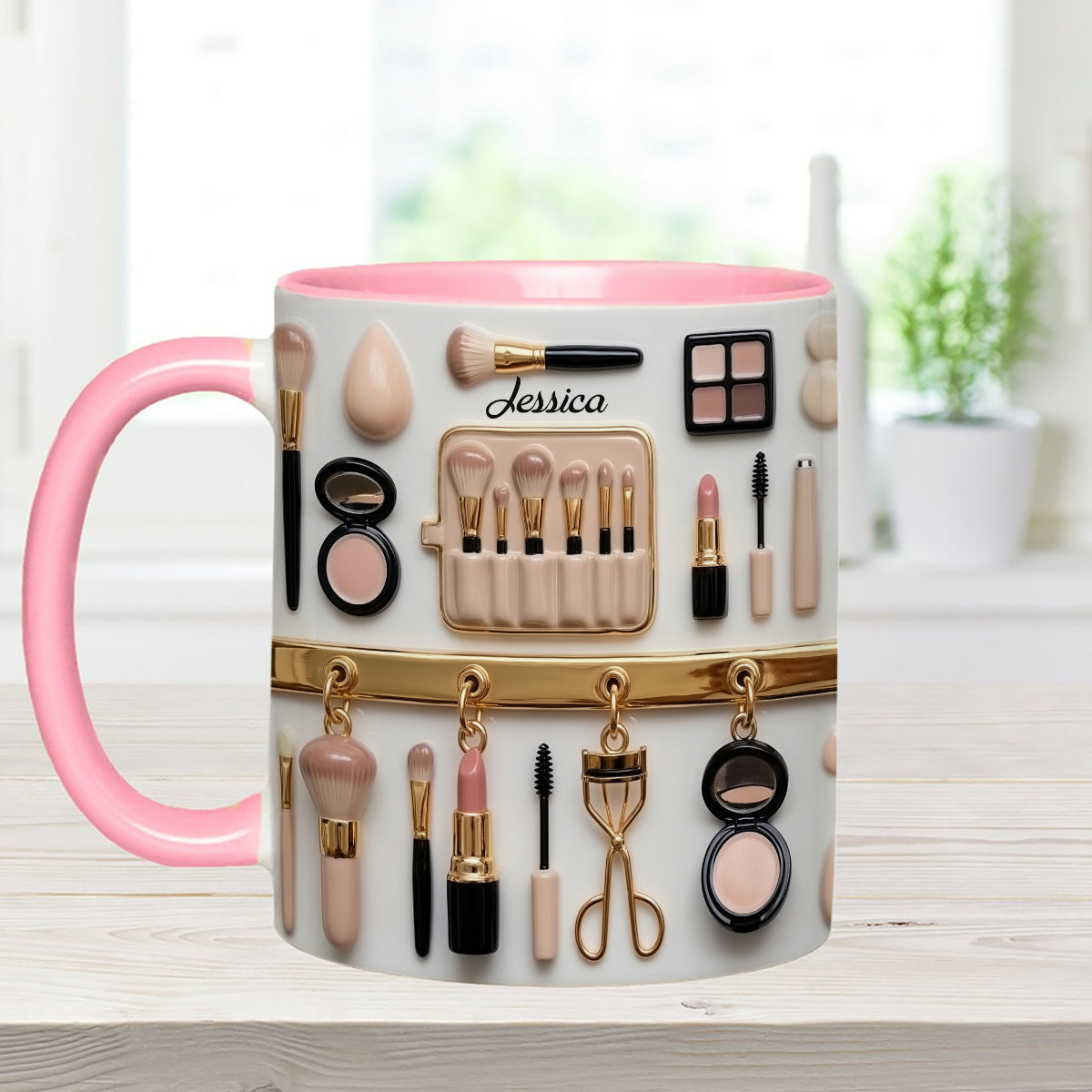 Mug décoratif personnalisé pour maquilleuse avec agitateurs en acrylique