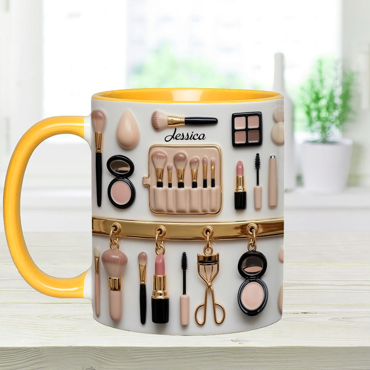 Mug décoratif personnalisé pour maquilleuse avec agitateurs en acrylique