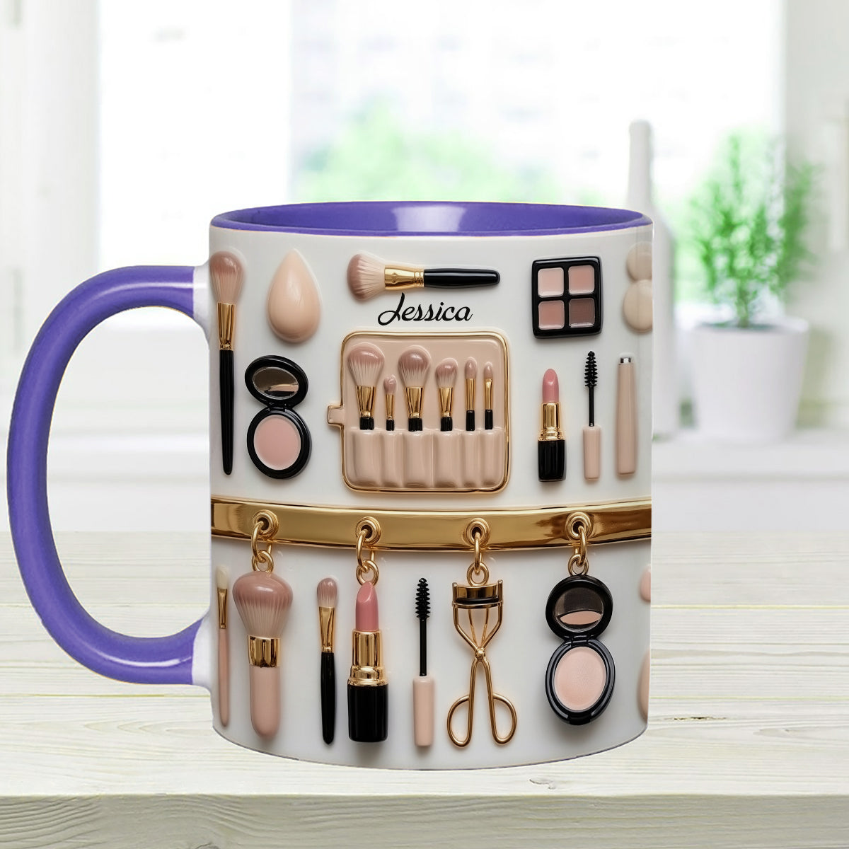 Mug décoratif personnalisé pour maquilleuse avec agitateurs en acrylique