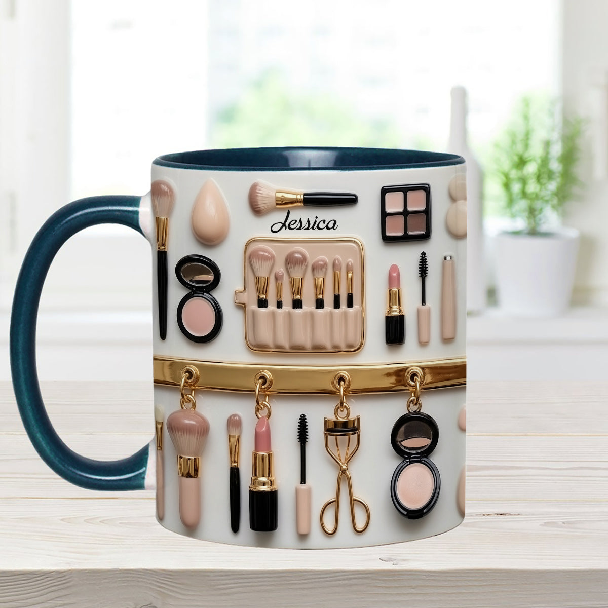 Mug décoratif personnalisé pour maquilleuse avec agitateurs en acrylique