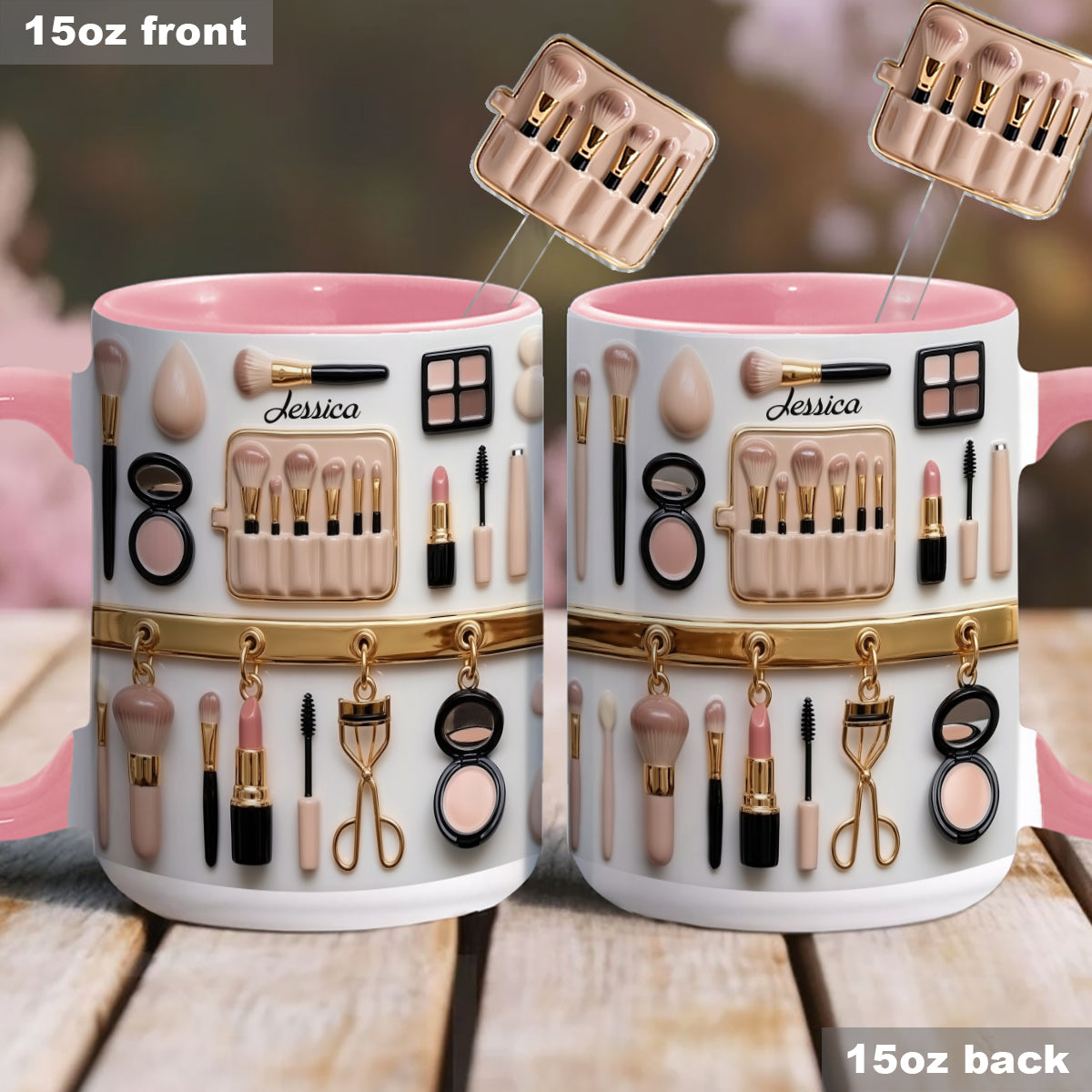 Mug décoratif personnalisé pour maquilleuse avec agitateurs en acrylique