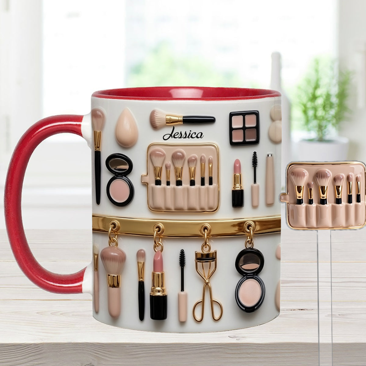 Mug décoratif personnalisé pour maquilleuse avec agitateurs en acrylique