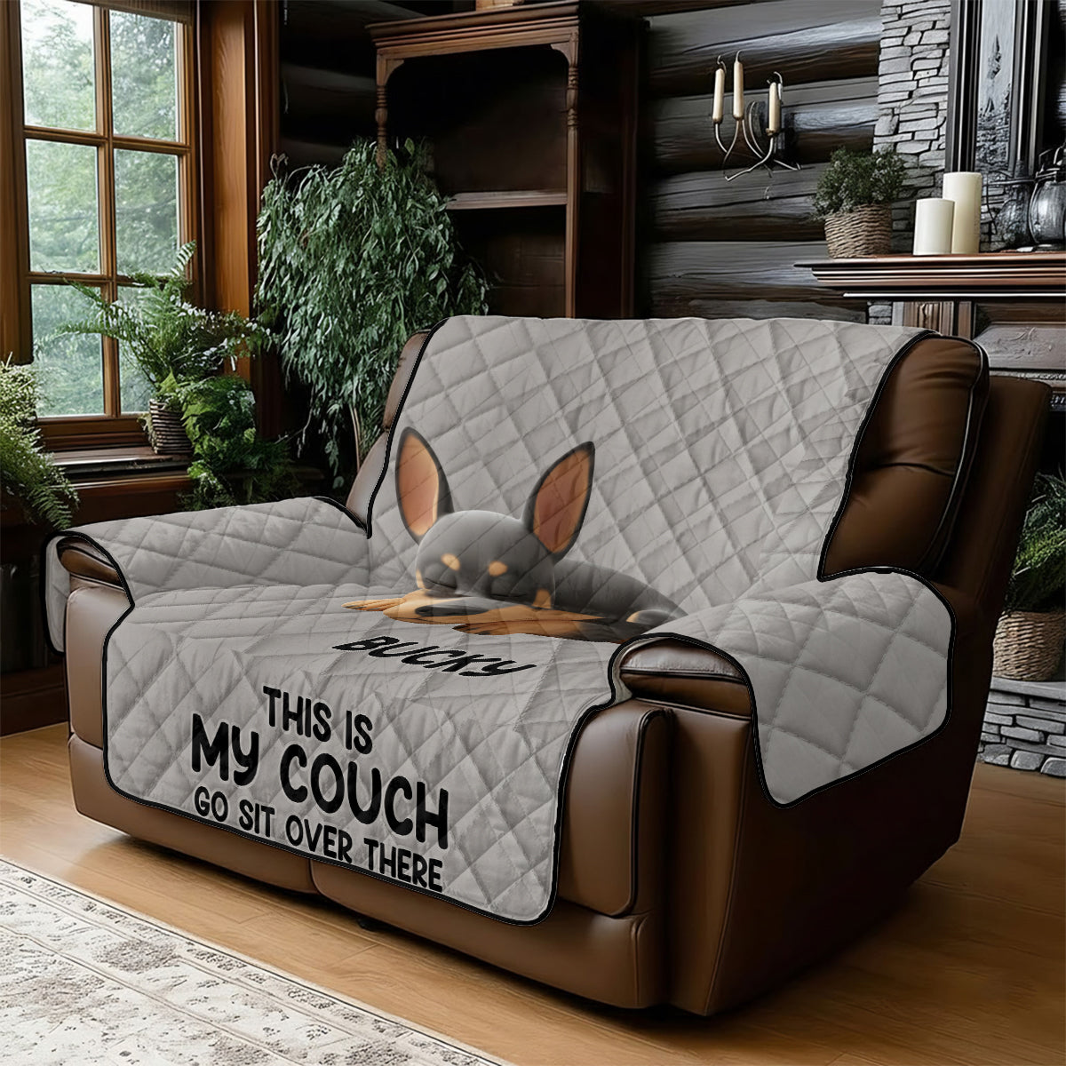 This Is Our Couch Sit Over There - Personalized Dog Quilted Sofa/Couch Cover