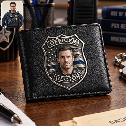 Stolze Polizei - Personalisierte Geldbörse für Polizeibeamte aus Leder