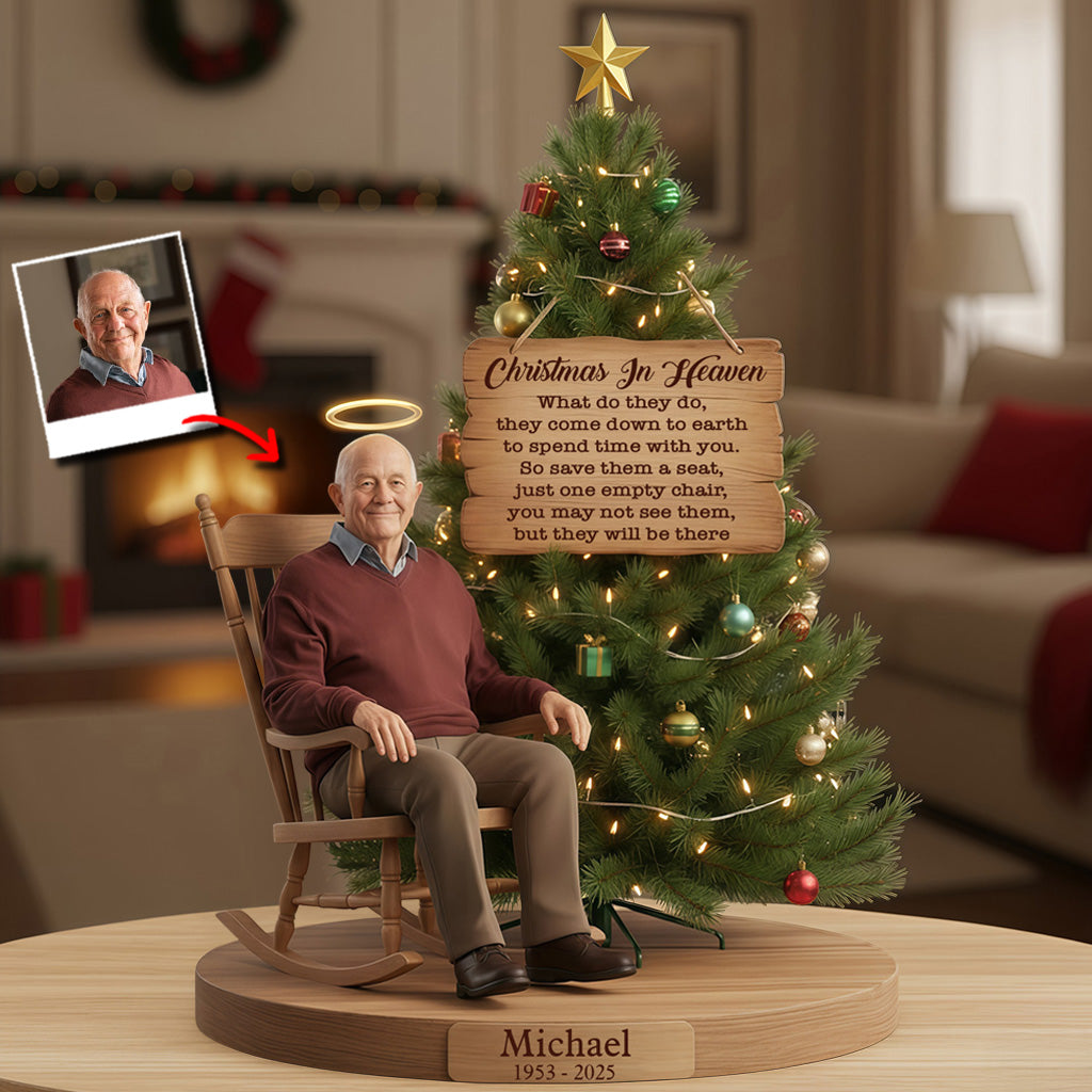 Christmas In Heaven - Personalized Memorial Custom Shaped Acrylic Plaque