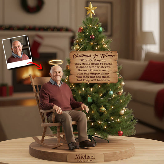 Christmas In Heaven - Personalized Memorial Custom Shaped Acrylic Plaque