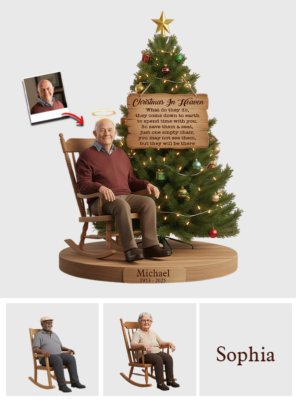 Christmas In Heaven - Personalized Memorial Custom Shaped Acrylic Plaque