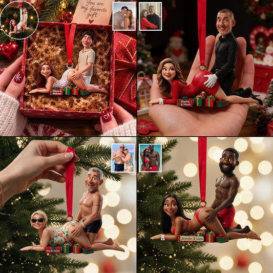 Naughty Couple Christmas - Personalized Spicy Couple Premium 3D Ornament