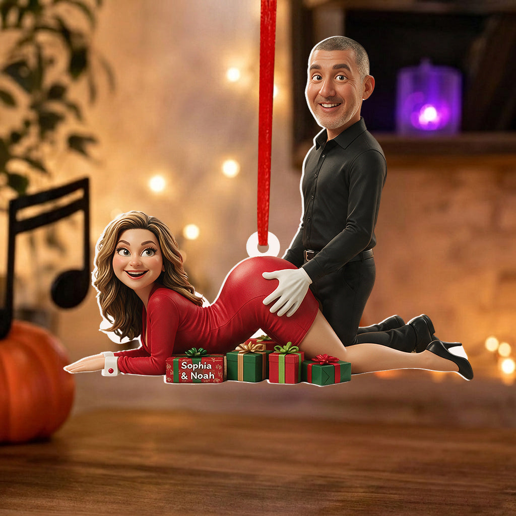 Naughty Couple Christmas - Personalized Spicy Couple Premium 3D Ornament