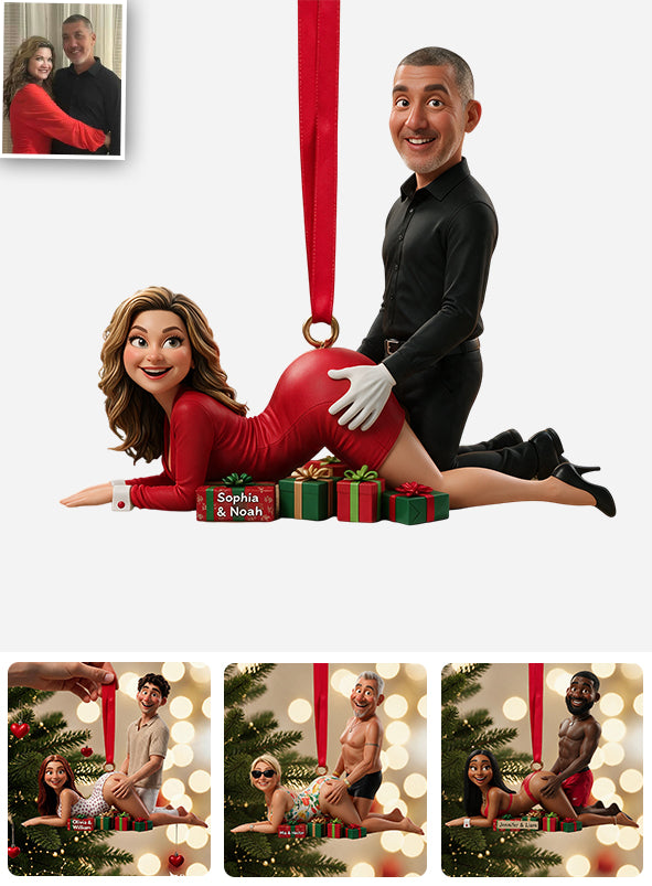 Naughty Couple Christmas - Personalized Spicy Couple Premium 3D Ornament