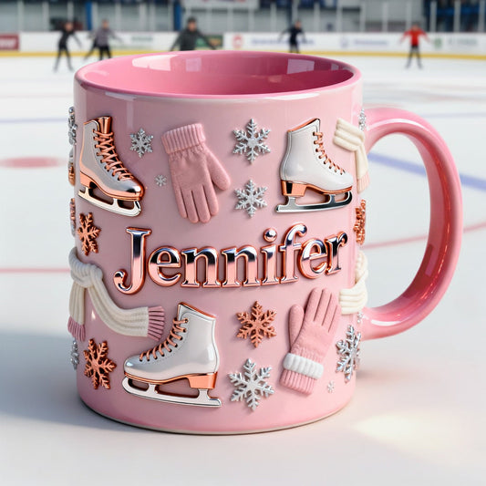 Le patinage sur glace me rend heureux - Mug et sous-verre personnalisés sur le thème du patinage sur glace