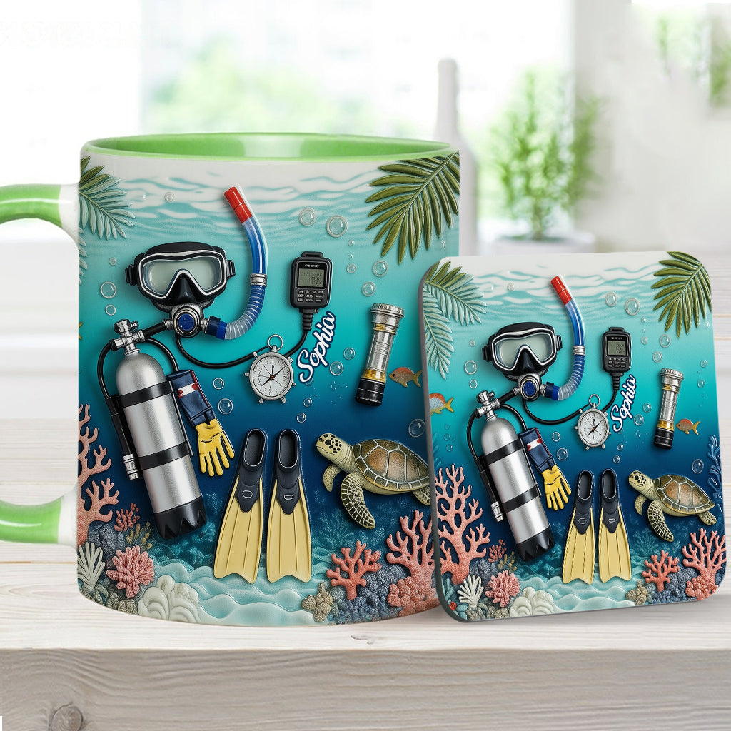 Suba Diving Lovers - Personalized Scuba Diving Accent Mug & Coaster