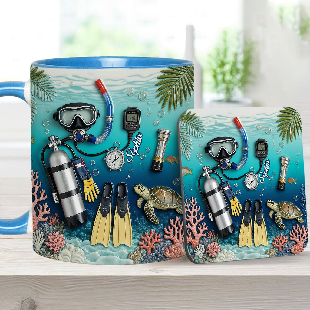 Suba Diving Lovers - Personalized Scuba Diving Accent Mug & Coaster
