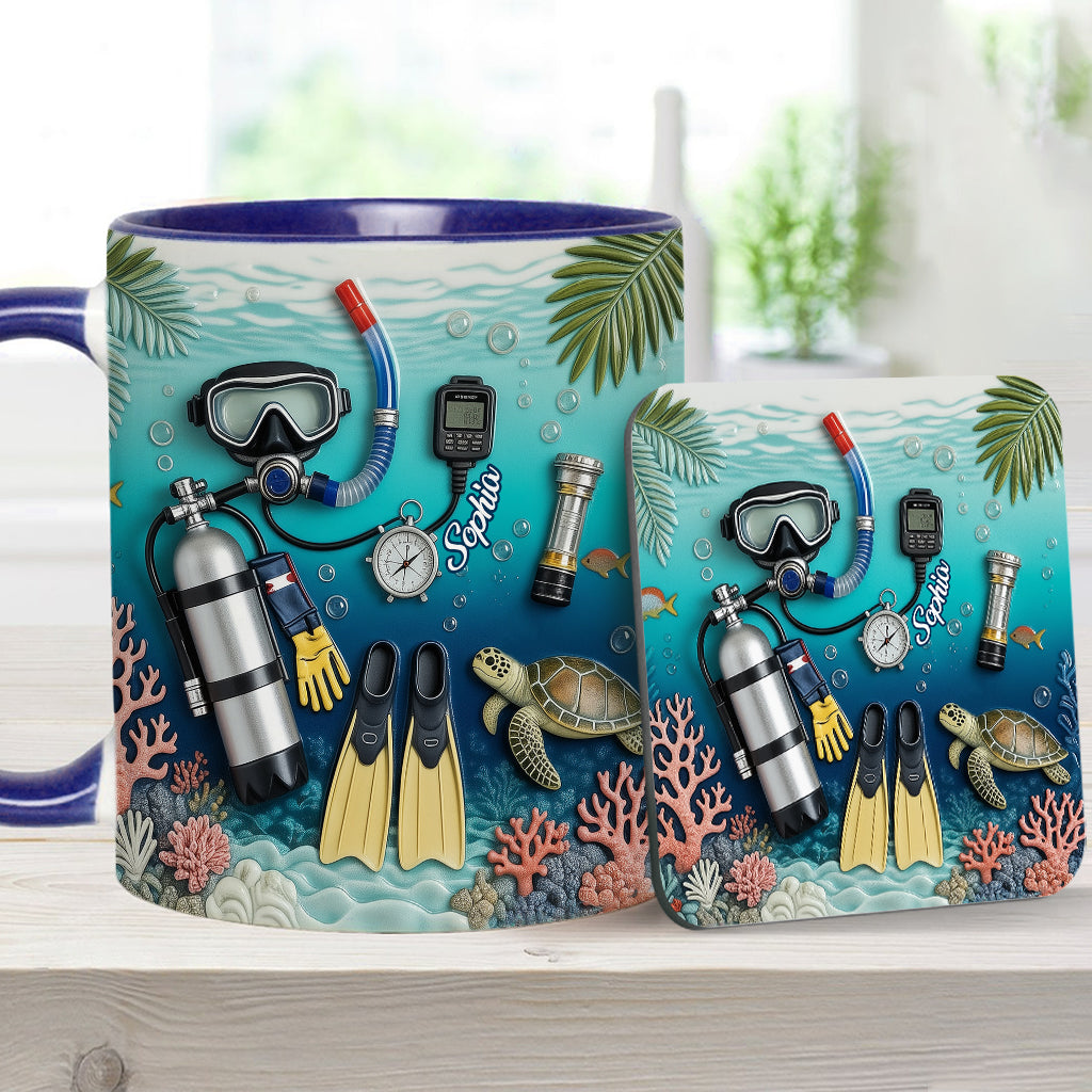 Suba Diving Lovers - Personalized Scuba Diving Accent Mug & Coaster
