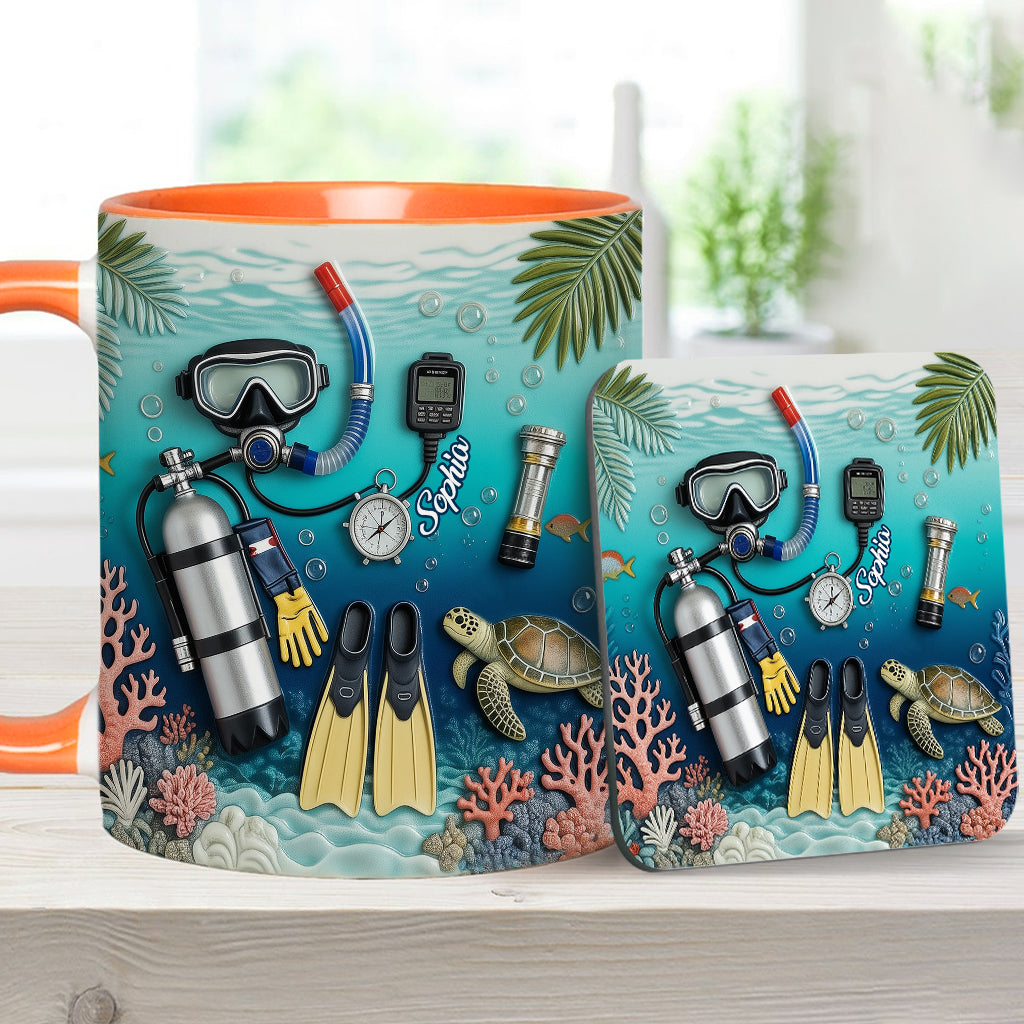 Suba Diving Lovers - Personalized Scuba Diving Accent Mug & Coaster