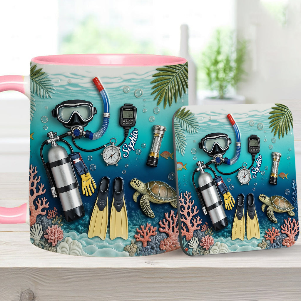 Suba Diving Lovers - Personalized Scuba Diving Accent Mug & Coaster