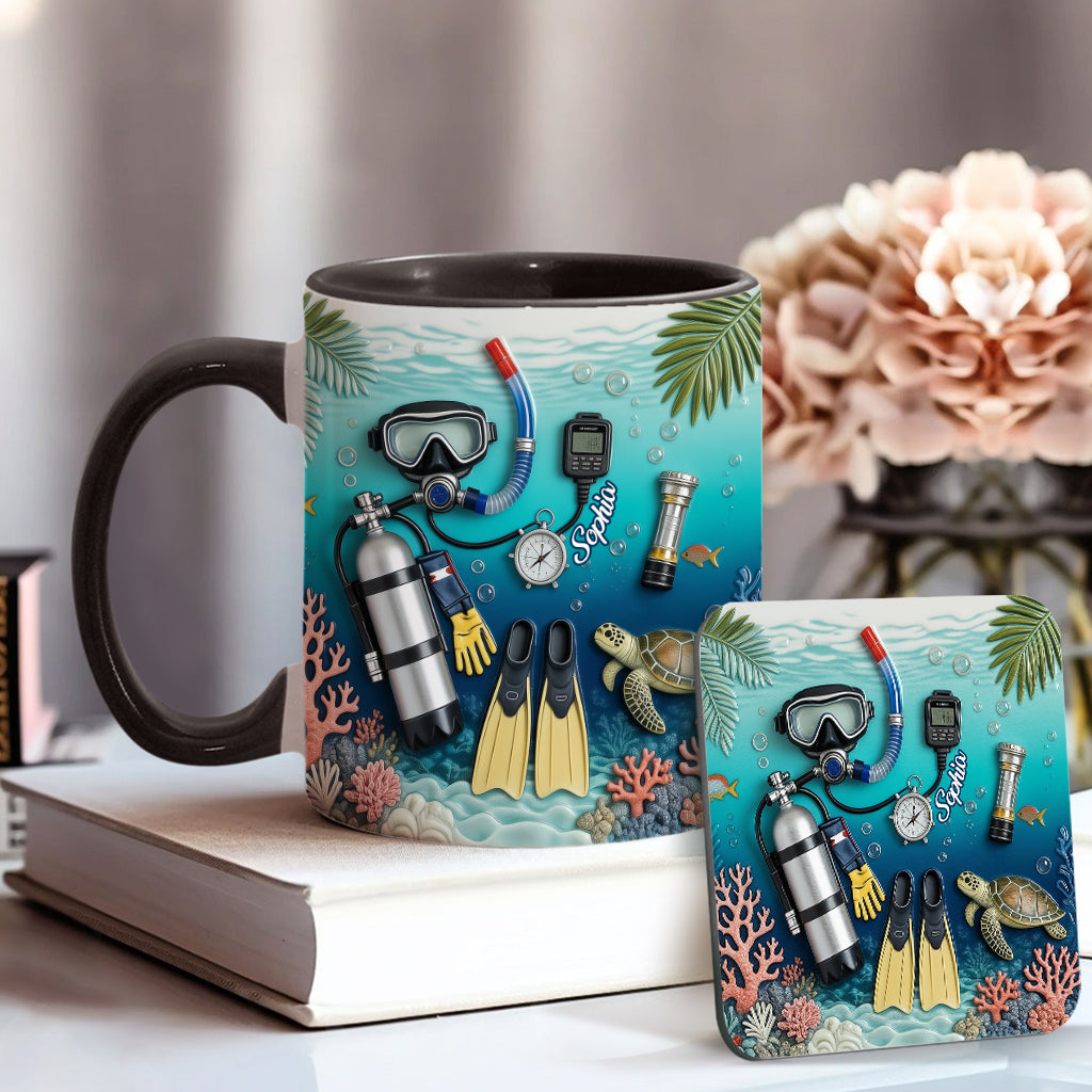 Suba Diving Lovers - Personalized Scuba Diving Accent Mug & Coaster