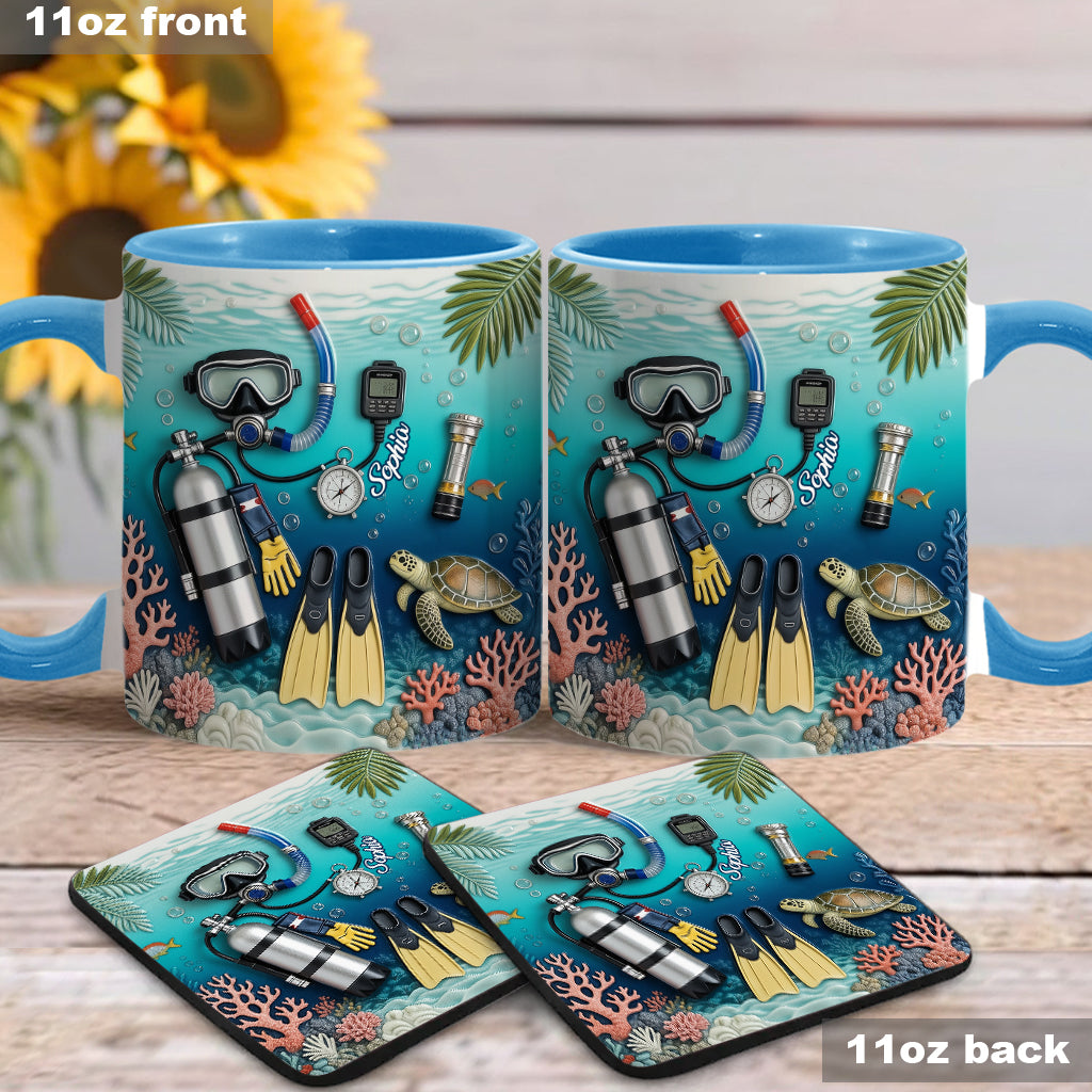 Suba Diving Lovers - Personalized Scuba Diving Accent Mug & Coaster