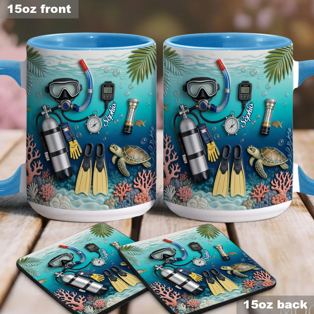 Suba Diving Lovers - Personalized Scuba Diving Accent Mug & Coaster