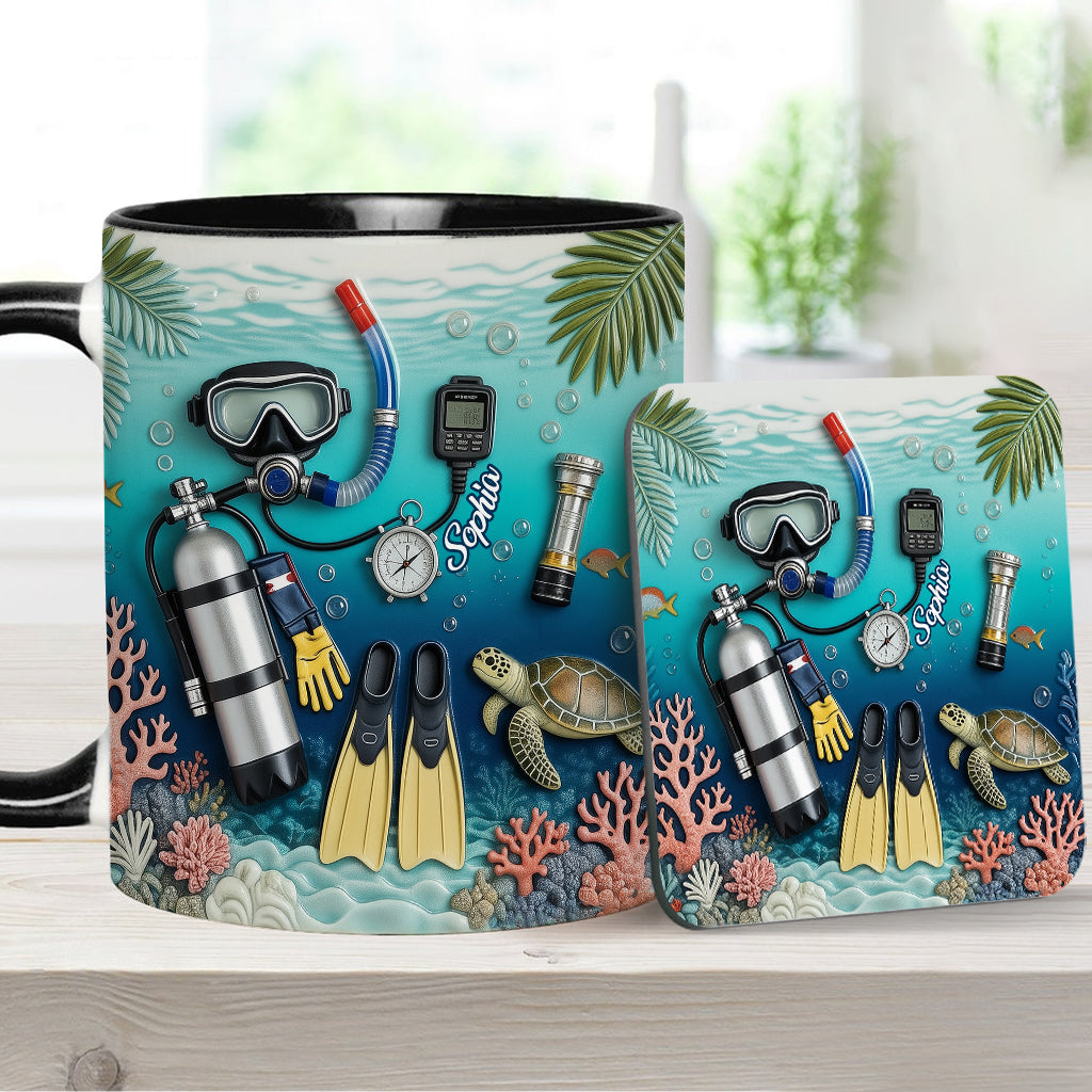 Suba Diving Lovers - Personalized Scuba Diving Accent Mug & Coaster