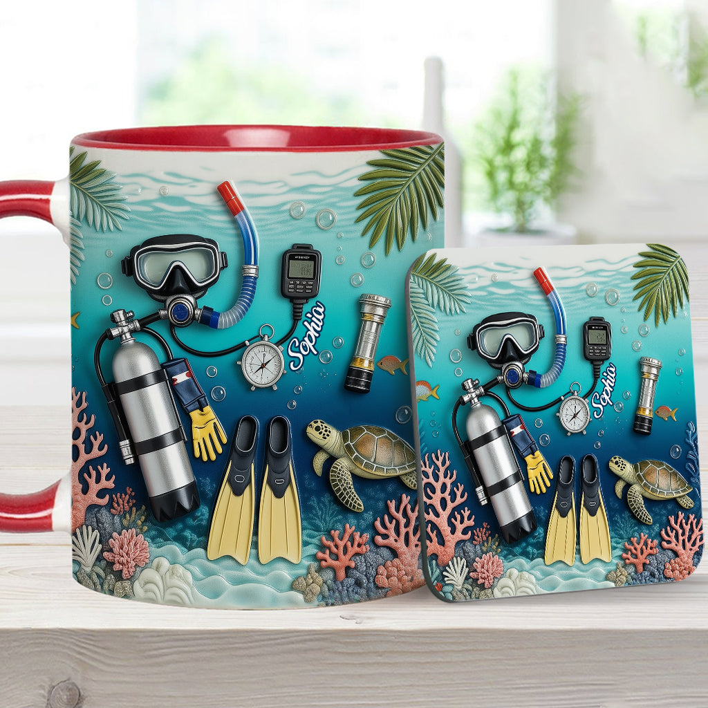 Suba Diving Lovers - Personalized Scuba Diving Accent Mug & Coaster