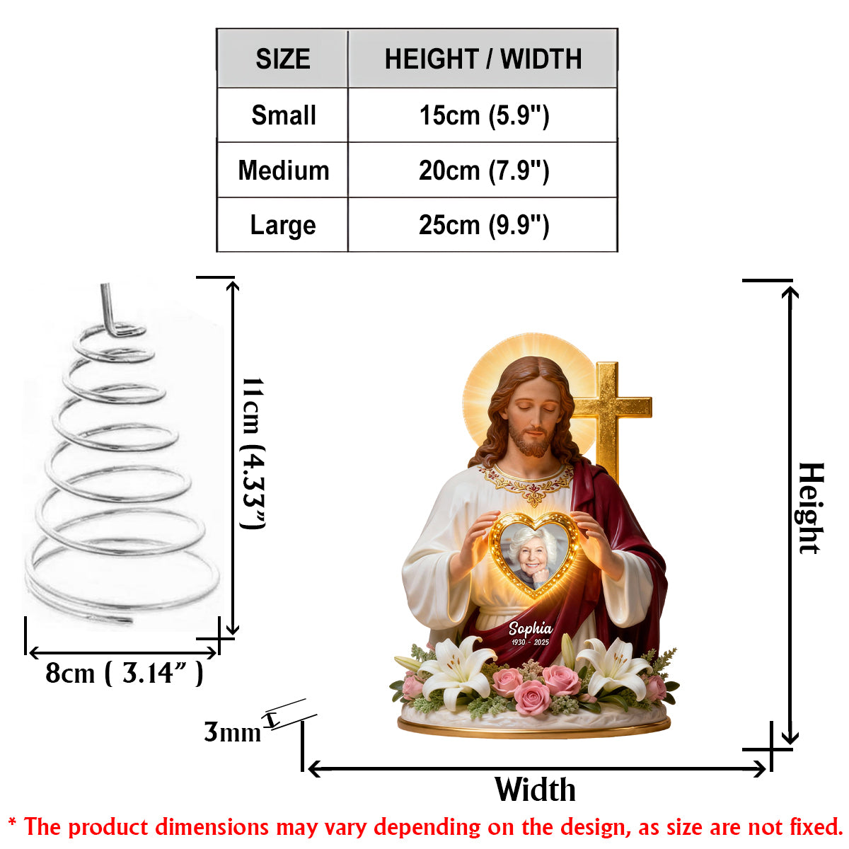 Dieu vous tient dans ses bras - Décoration de sapin lumineuse chrétienne personnalisée à LED