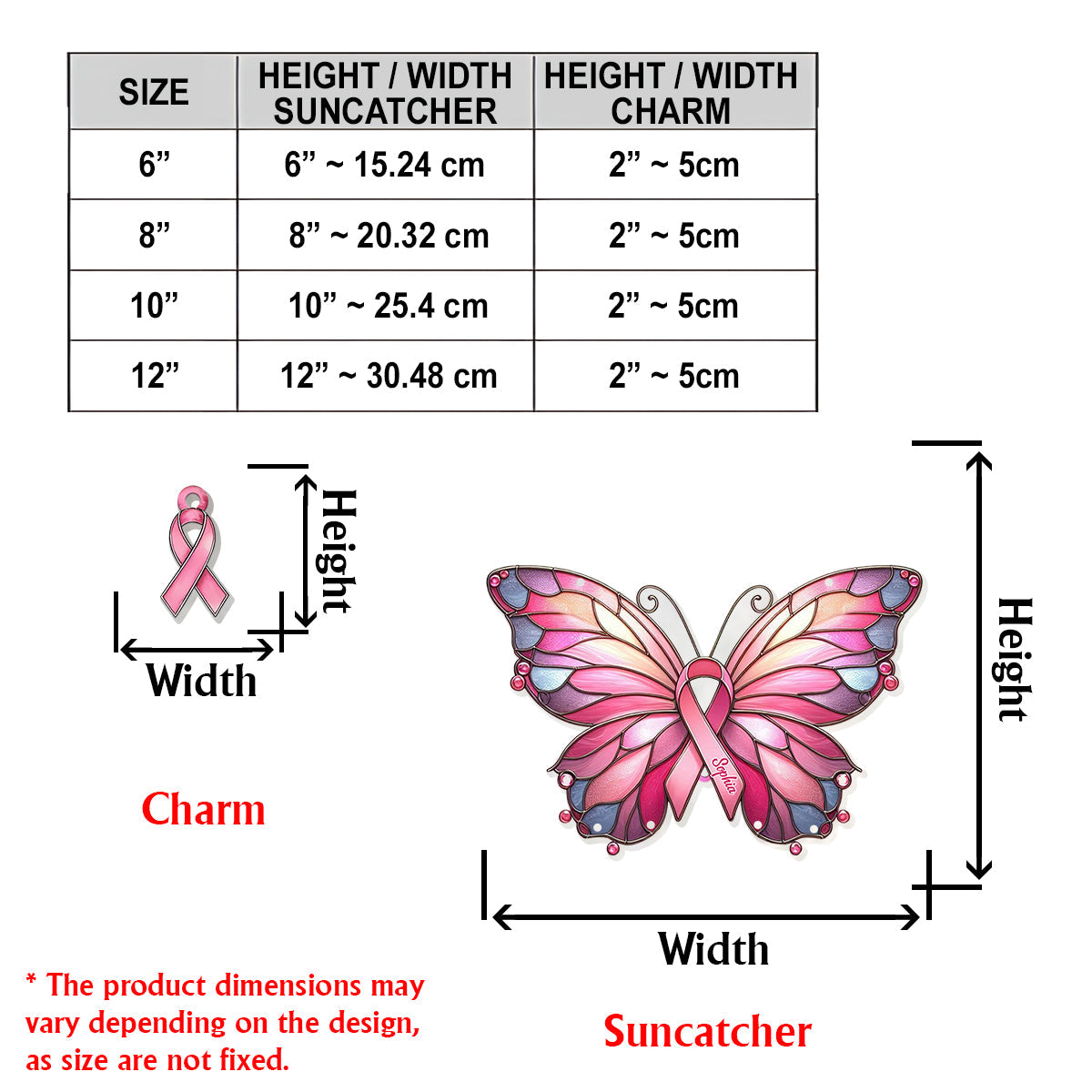 Stronger Than The Storm - Personalized Breast Cancer Awareness Window Hanging Suncatcher With Charms
