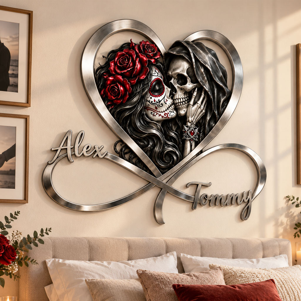I Love You - Personalized Skull 3D Printed Cut Metal Sign