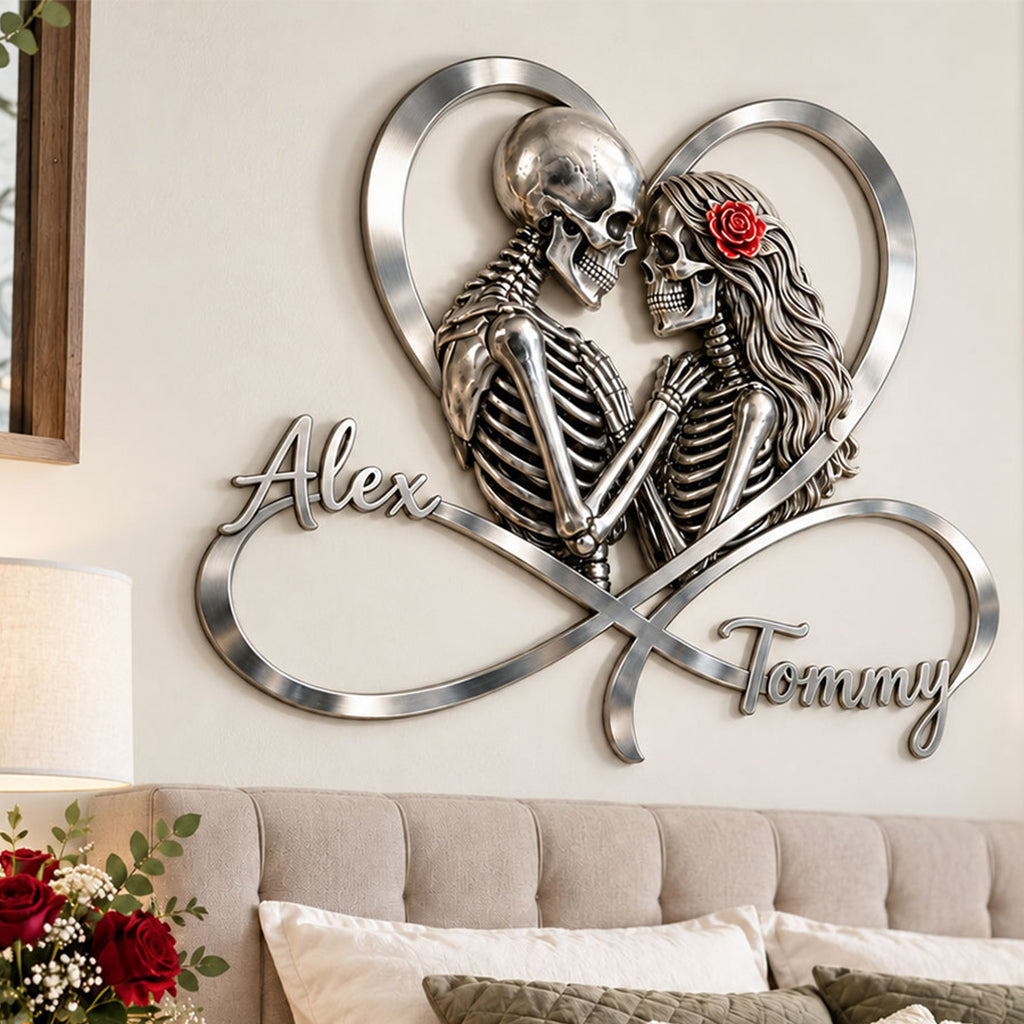 I Love You - Personalized Skull 3D Printed Cut Metal Sign
