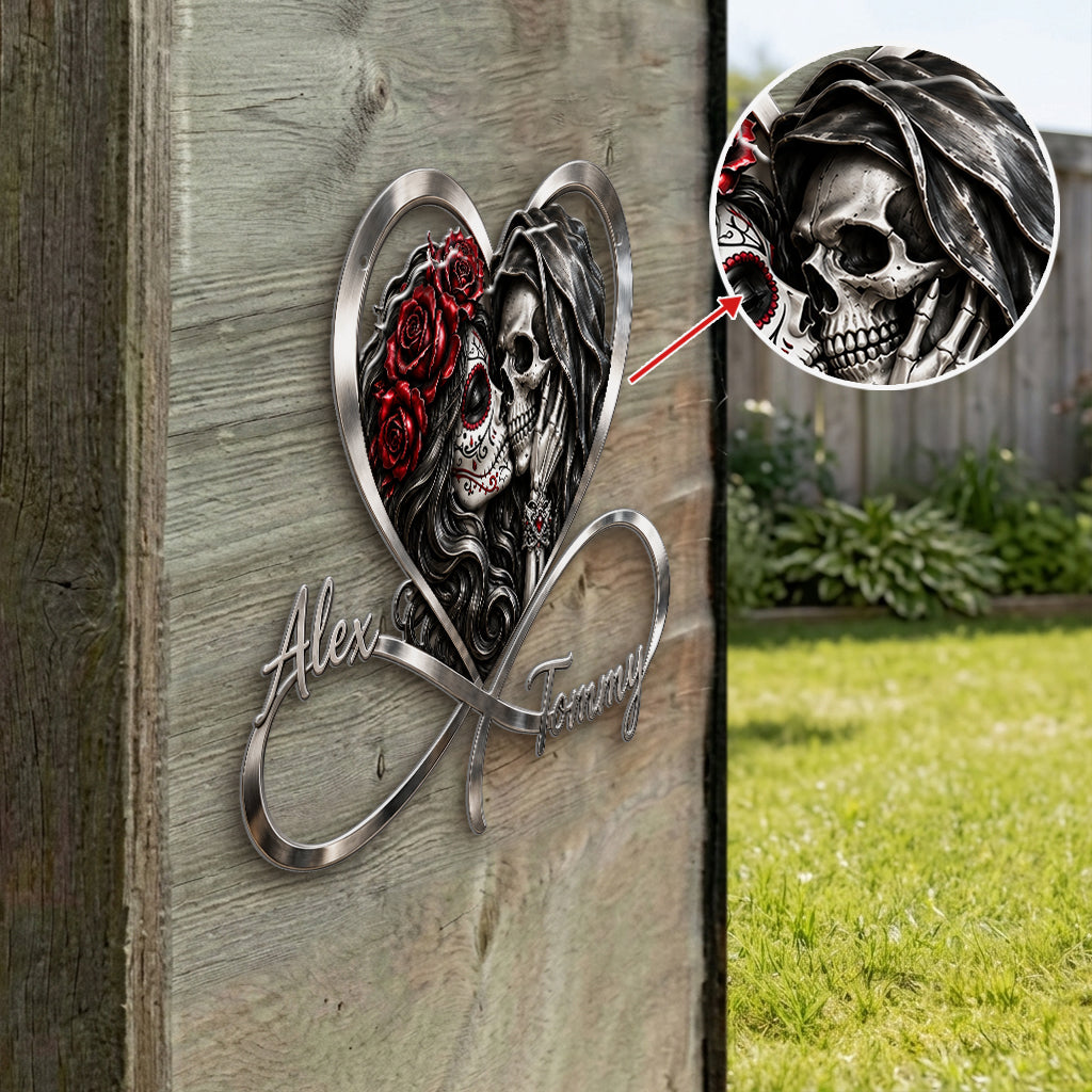 I Love You - Personalized Skull 3D Printed Cut Metal Sign