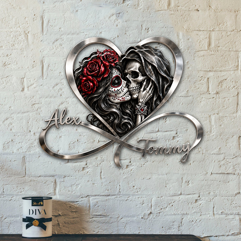 I Love You - Personalized Skull 3D Printed Cut Metal Sign