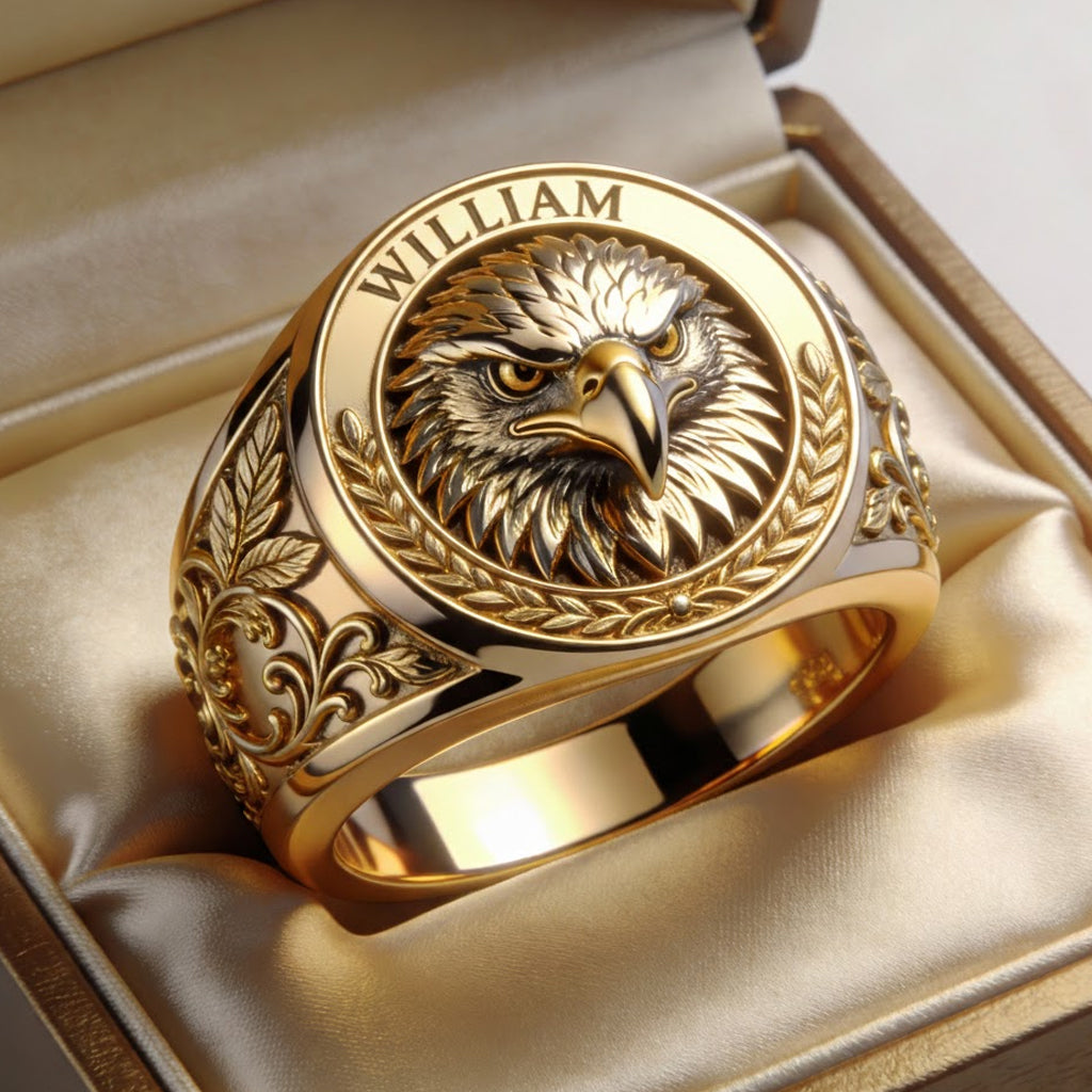 Bague chevalière personnalisée Aigle à tête blanche américaine