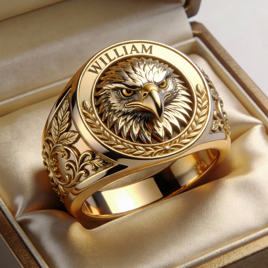 Bague chevalière personnalisée Aigle à tête blanche américaine