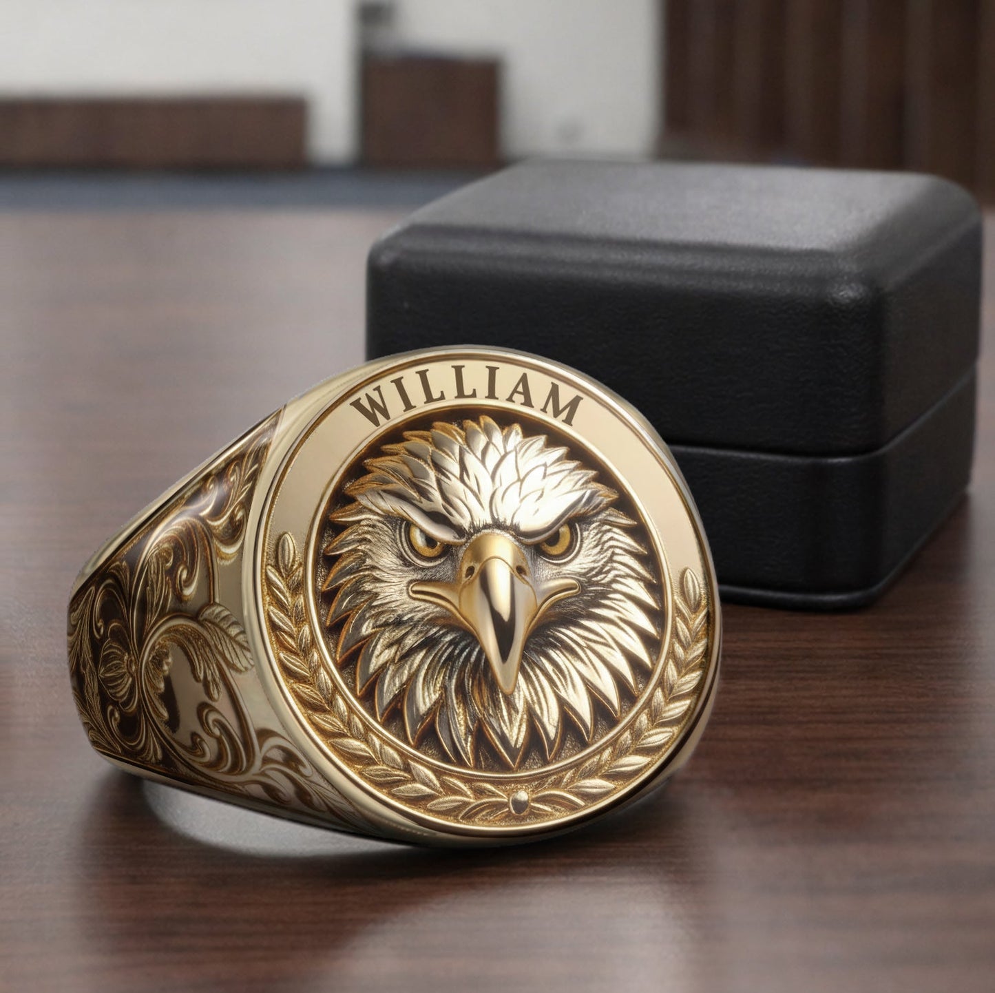 Bague chevalière personnalisée Aigle à tête blanche américaine