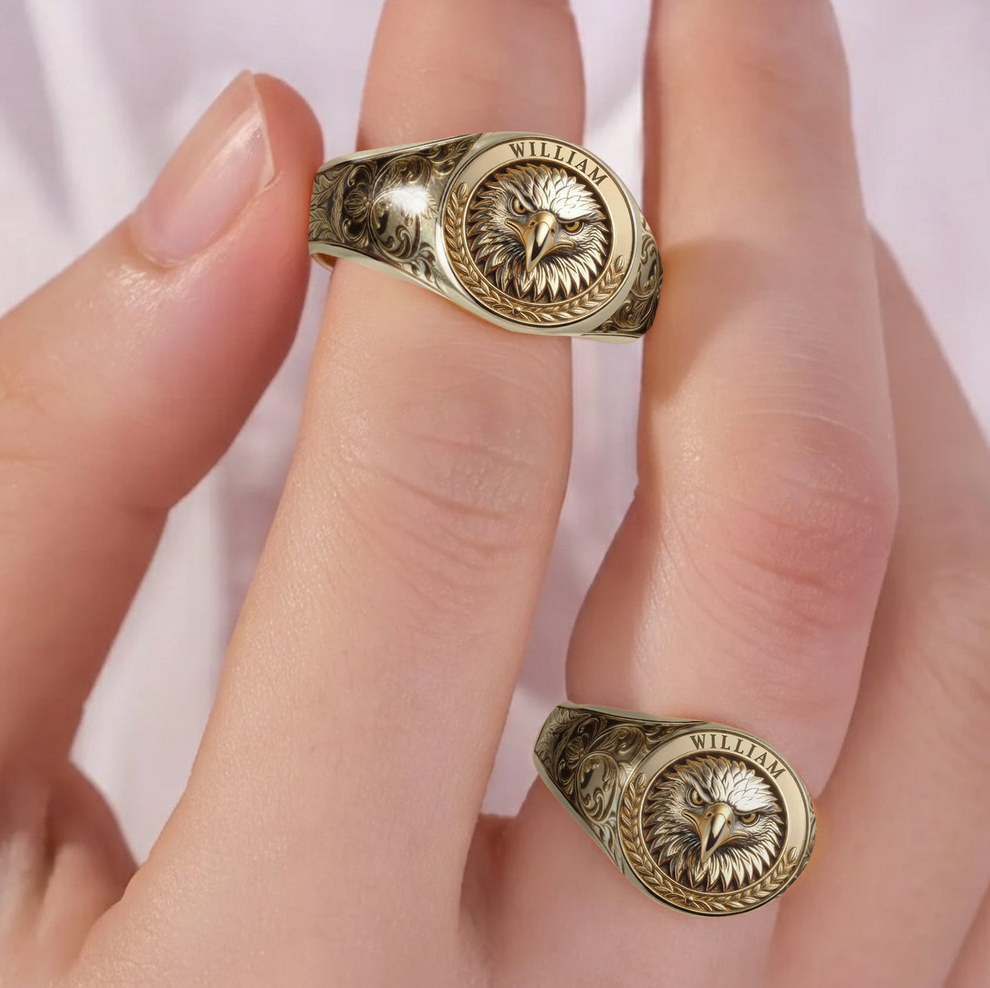 Bague chevalière personnalisée Aigle à tête blanche américaine