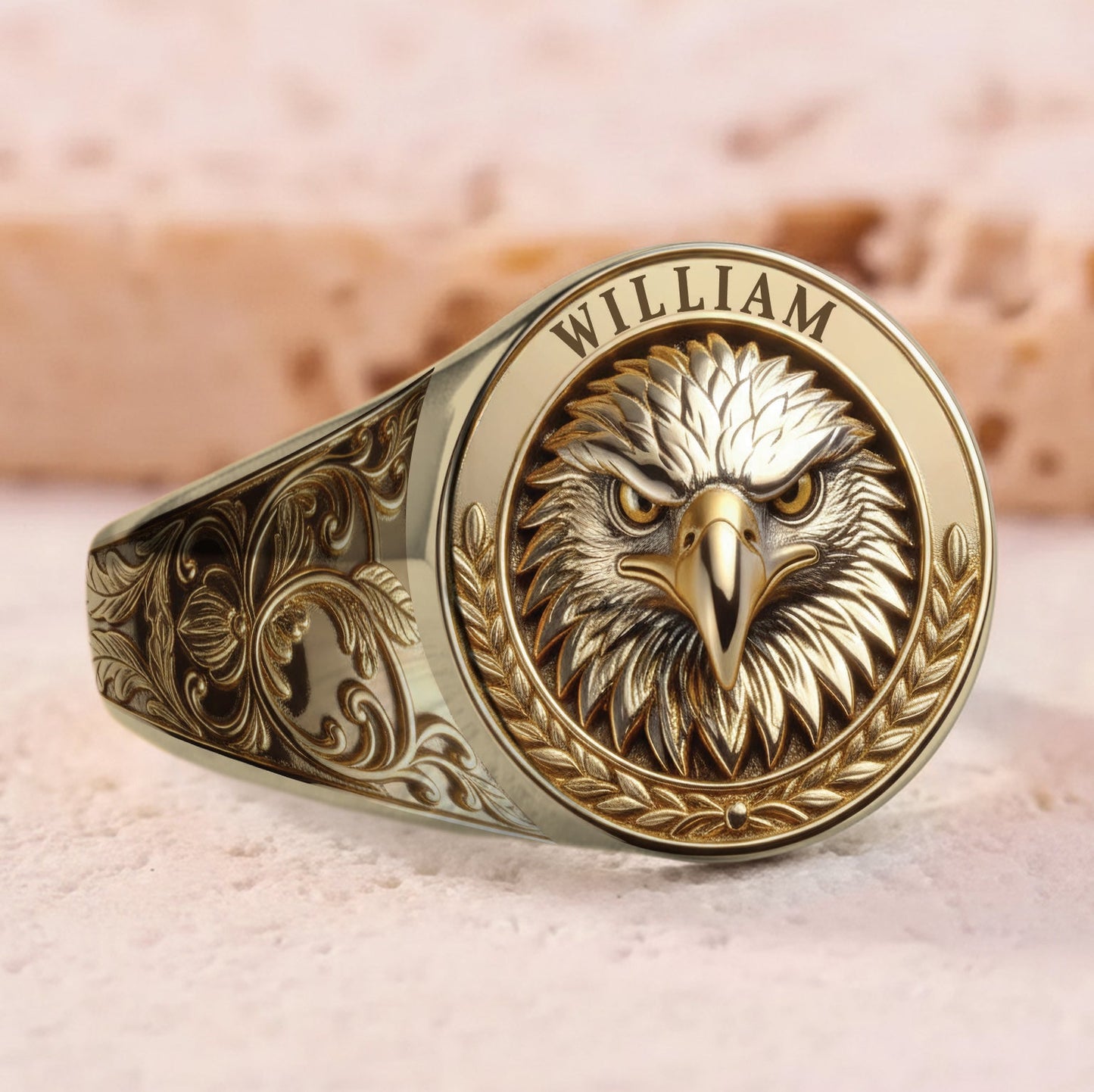 Bague chevalière personnalisée Aigle à tête blanche américaine