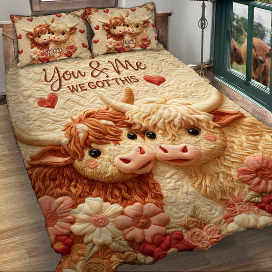 You & Me We Got This - Personalized Highland Cow Quilt Set