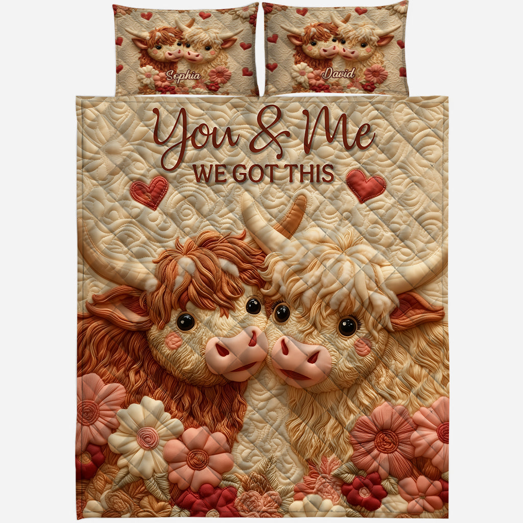 You & Me We Got This - Personalized Highland Cow Quilt Set